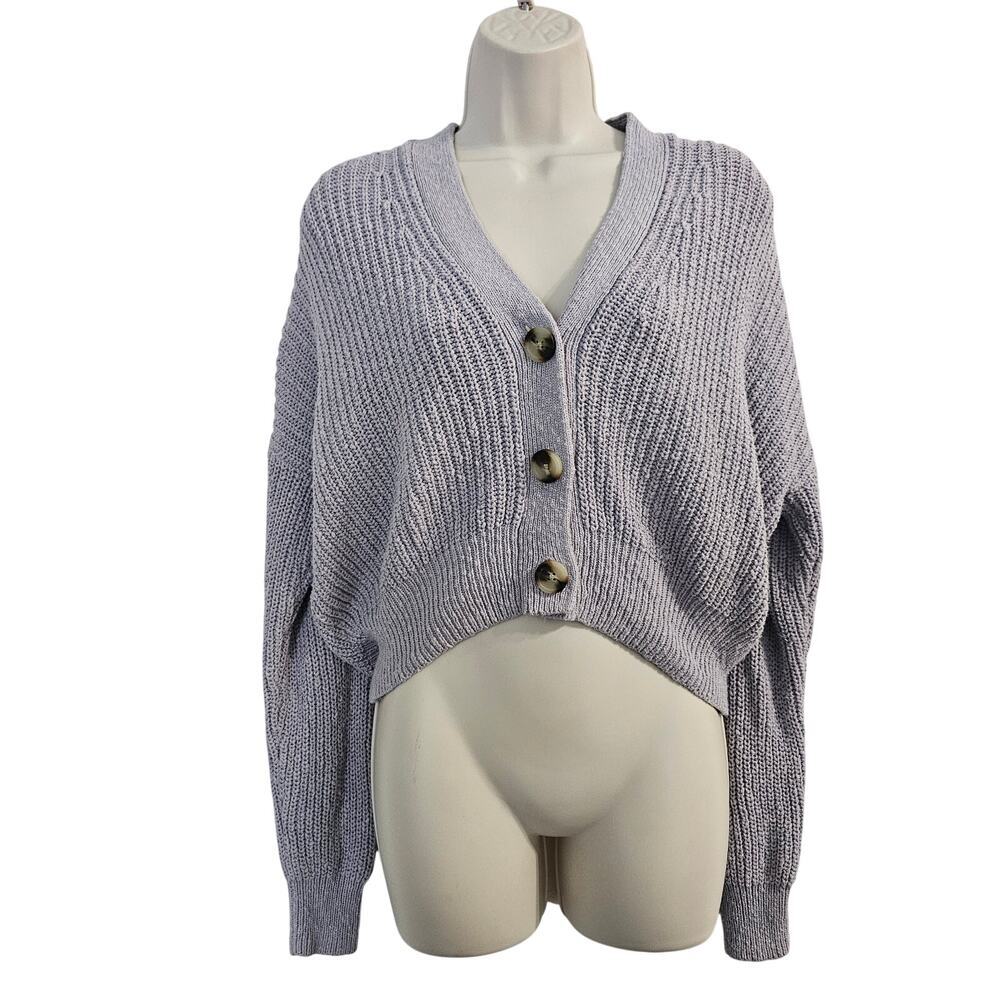 MADEWELL Greywood Crop Cardigan Sweater in Faded Lavender Size S
